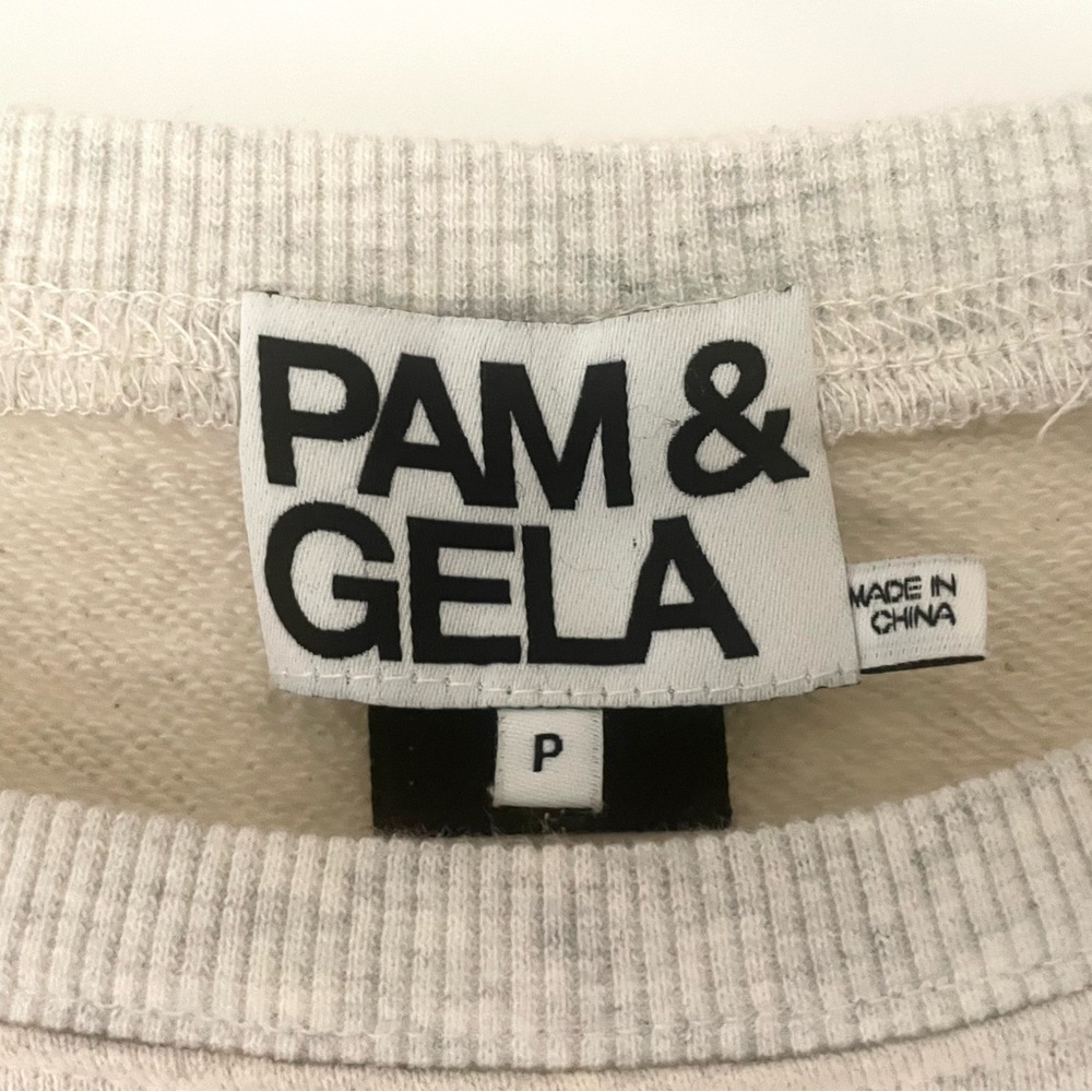 Pam & Gela heather grey sweatshirt with lace lem, zip back, thumbholes, XS/P - Picture 3 of 13